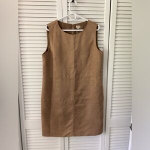 Women's Classic Cremieux Tan Faux Suede Fitted Sheath Dress, Poly, Size 14